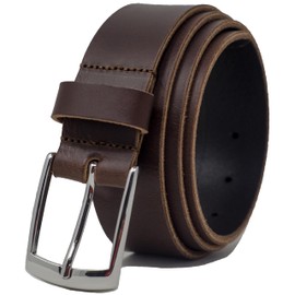 Ashford Ridge Made in England 34mm Full Grain Leather Belt with Classic Buckle - Brown Large