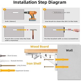 Folding Shelf Brackets, Folding Shelf Brackets Heavy Duty Stainless Steel Max. Load 550lb Collapsible DIY Wall Mounted Shelf Bracket Space Saving for Table, Work Bench (12inch - 2pcs, White)