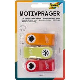 Folia Set 1 7119 Craft Embossers All-Year Set of 3 Embossers 15 mm Assorted Colours