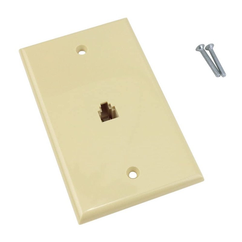Single Gang Flush Mount Phone Plate, Ivory