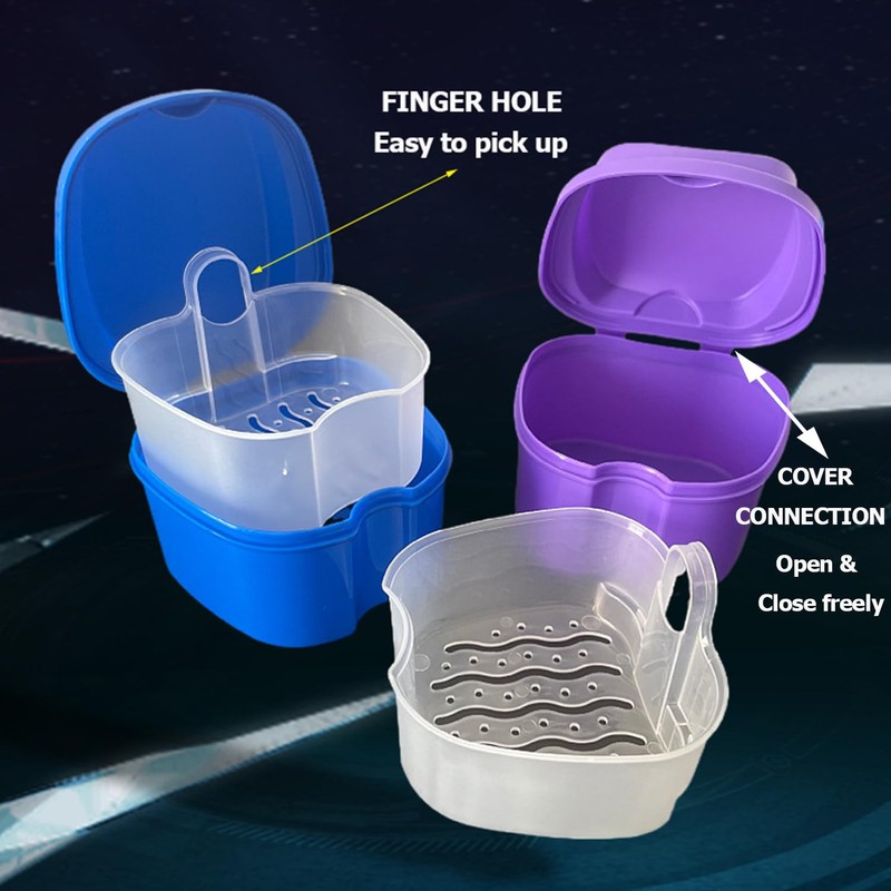 Retainer Case Denture Bath Box Easy Clean with Strainer Basket