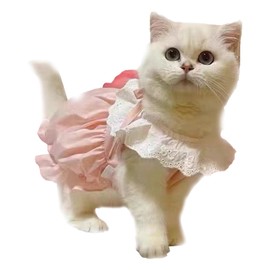 Cute Pet Dress Anti Shedding Puppy Clothes Spring Autumn Small Cats Dogs Costume for Indoor Outdoor Wear Pink L