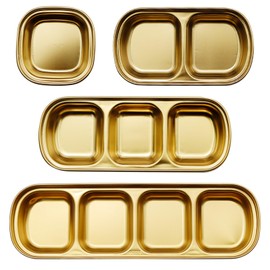 4 platos de salsa de acero inoxidable, platos de inmersión divididos, tazón de salsa de condimento dividido, 1/2/3/4 compartimentos, platos de condimento de vinagre, bandeja de condimentos de vinagre de soja para restaurante casero
