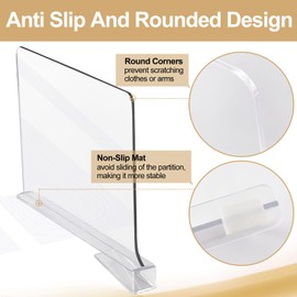 Acrylic Shelf Dividers for Closet Organization, Closet Shelf Organizer Closet Organizer for Bedroom, Closet Dividers for Shelves Clear Acrylic Shelf Dividers Clothing Divider Shelf (Clear,10 Pack)