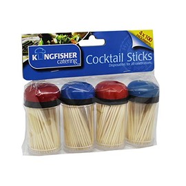 Kingfisher KC200CSA 4 x 100 Packs of Wooden Cocktail Sticks, Transparent, One Size