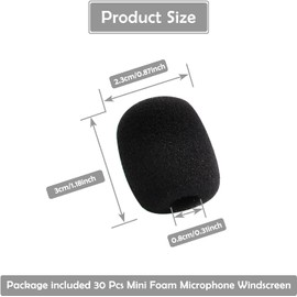 MEISO 30 Pcs Black Mini Foam Microphone Windscreen, Microphone Cover Mic Cover Density Foam