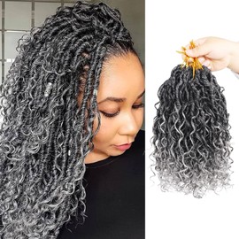 Vemet Goddess Locs Crochet Hair 10 Inch 9 Packs Synthetic Faux Locs Crochet Hair for Black Women, River Locs Hair Extensions Style Pre looped Crochet with Curly Ends