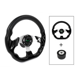 RASTP Boat Steering Wheel with 3/4“ Axle Marine Steering Wheel Adapter for Most Marine boats,Vessels,Yachts,Pontoons Boat (Style A- Black)