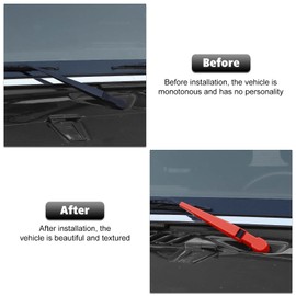 Windshield Wiper Blades Trim Cover,Front & Rear Window Wiper Arm Blade Kit Decoration Accessories for Jeep Wrangler JK JKU 2007-2017 (Red)