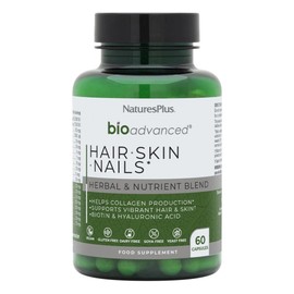 NaturesPlus BioAdvanced Hair Skin and Nails - Vegan Collagen Support - High Strength Biotin, Hyaluronic Acid and Antioxidants - Gluten Free, Vegan - 60 Capsules