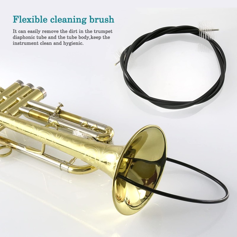 Trumpet Cleaning Brushes Kit,3-Piece Kit,1 Flexible Brush,1 Valve Brush,1 Mouthpiece