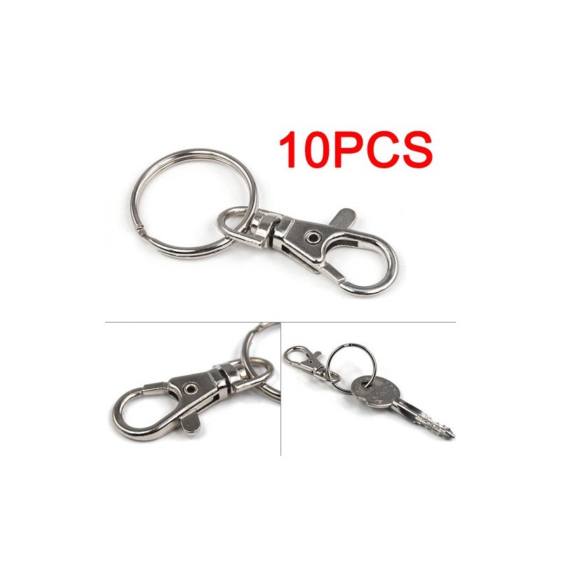 Accessotech 10x Small Silver Tone Lobster Trigger Swivel Clasps for