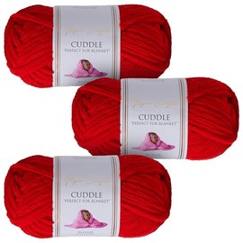 Utopia Crafts Cuddle Super Chunky Chenille Soft Yarn for Knitting and Crochet 3X 100g (Red)