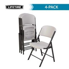 LIFETIME Commercial Grade Folding Chairs, 4 Pack, Almond
