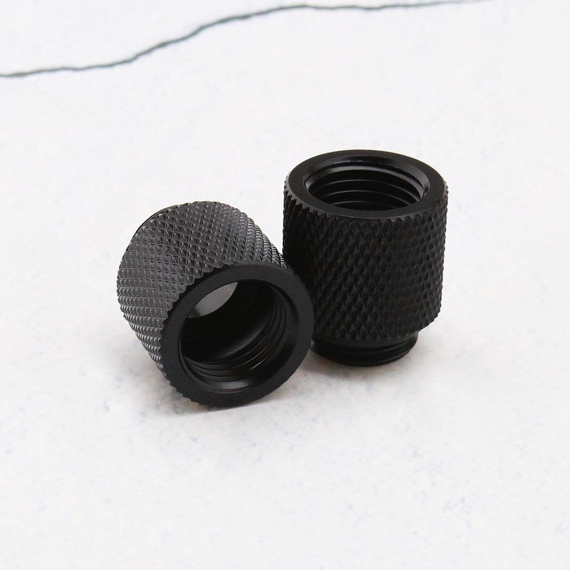 YINETTECH 4pcs G1/4 Black Water Cooling Extension Adapter 15mm Brass