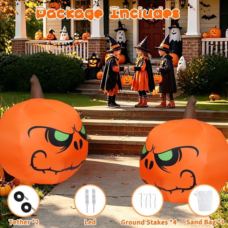 PIPIMOUSE 4 FT Halloween Inflatables Pumpkin Outdoor Decorations