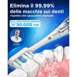 Spazzolino Elettrico Sonico per Uomo con 8 Testine – Spazzolino Denti Sonico Adulti con Custodia da Viaggio, 5 Modalità, Impermeabile IPX7, Spazzolino Elettrico da Viaggio Ricaricabile, Blu Scuro