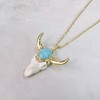 Ladywowu Turquoise Necklace, Bull Necklace Skull Jewelry for Men, December