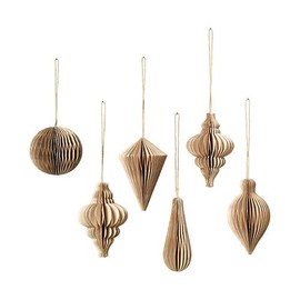 Broste Decorative Christmas Mix Paper Pendants Set of 6 Ready to Fold in Box Size 5 x 7 cm Natural Brown