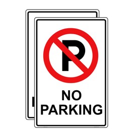 Haobase 2 Pcs No Parking Big Sign Sticker - 20 cm x 30 cm - Self Adhesive Vinyl Red, Black