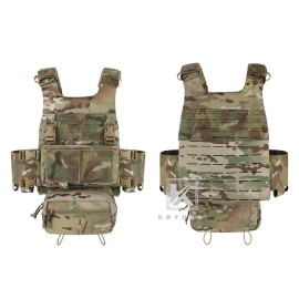 KRYDEX Low Vis Slick Molle Plate Carrier & Tactical Placard Holder & Drop Pouch - MC