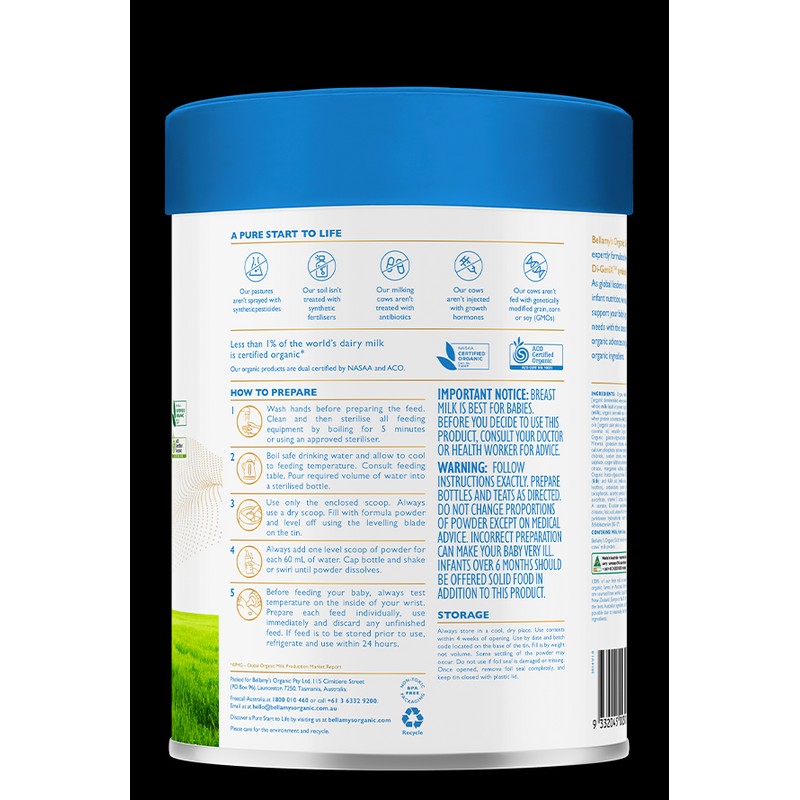 Bellamy's Organic Gold+ Step 1 Infant Formula 0 - 6