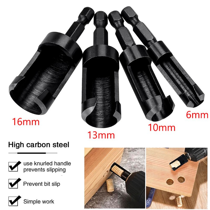 Bestgle 8pcs 1/4" Shank Wood Plug Cutters, Include 4pcs Straight