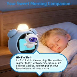 VoxNimbus AI Kids Alam Cleck with Voice Control, Children's Focus Ready to Rise Sleep Trainer, AI Assistant Smart Cleck, Sound Machine OK to Wake for Toddlers Kids, Digital Partner for Girls Boys
