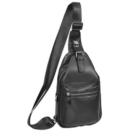 House of Luggage Leather Bag Cross Body Small Chest Travel Organiser Pouch Black HLG7095