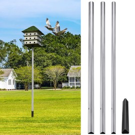 Tandefio Telescoping Purple Martin House Pole with Ground Socket Heavy Duty 3-Section Telescoping Pole Purple Martin Bird House Heavy Duty Accessories (1 Pcs,12 ft)