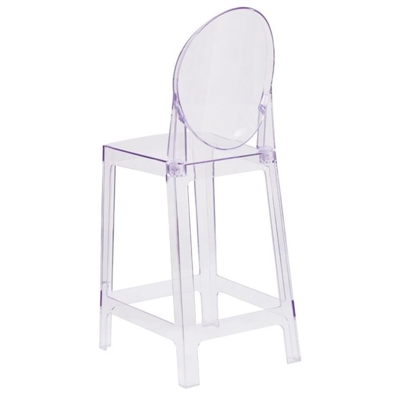 Pemberly Row Oval Back Ghost Counter Stool in Transparent Crystal