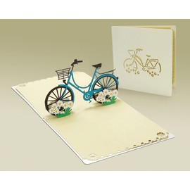 CUTPOPUP Bicycle Pop Up Card, Birthday Cards for Women, Mother's Day Card Pop Up, 3D Greeting Card for Wife Daughter Her Girl Sister UK