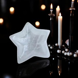 Pro Home Crystal Selenite Star Bowl 10cm Meditation Healing Metaphysical Spiritual Energy Dish Plate Charge Crystals Gemstones Home Decoration Gift