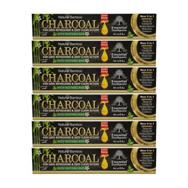 Bamboo Organic Charcoal Toothpaste, Natural Bamboo, Fluoride Free, 5 IN 1 (6 Tubes)