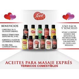 Aceite térmico comestible para masaje de 25ml (Vainilla)