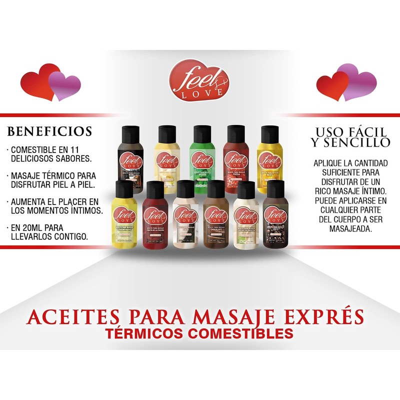 Aceite térmico comestible para masaje de 25ml (Vainilla)