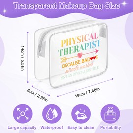 Sazuwu Physical Therapist Gifts for Women Clear Makeup Bags with Zipper Pt Gift for Therapist Physical Therapy Thank You Gifts Cosmetic Travel Bag Organizer Physical Therapy Appreciation Gifts