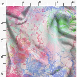 Soimoi Pink Cotton Poplin Fabric Flower Watercolor Print Fabric by metre 42 Inch Wide