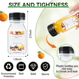 Tlczrva Juice Bottles 4oz 12 Pack - Small Reusable PET Plastic Bottles with Tamper Evident Lids for Storage, Smoothies, Kids Drinks - Clear Mini Juice Containers for Travel, School, Work, Fridge