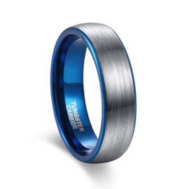 Greenpod 6mm Tungsten Wedding Rings Band for Men Women Silver/Black/Blue/Rose Gold Two Tone Engagement Rings Comfort Fit Size 4-15, Tungsten