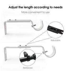 IHRDNNR Curtain Rod Holders Heavy Duty Adjustable Rod Brackets for 7/8 or 1 Inch Rods, Set of 3 (White)