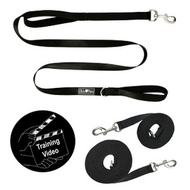 Olive Paws 30 ft Dog Leash Large Dogs | Dog Training Leash Set | 6ft Heavy Duty Dog Leash, 15ft, 20ft, 30ft Long Dog Lead Dog Training Tools – Puppy Training & Bonus Instructional Video (Black)