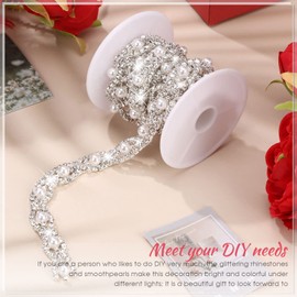 2 Yards Rhinestone Trim Pearls and Diamonds Crystal Chain Rhinestones Pearl Chain for Craft Rhinestone and Pearl Trim Applique Pearl Beaded Rhinestone Bridal Embellishments for Wedding (Elegant Style)