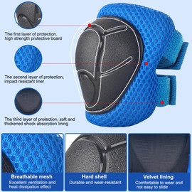 Banzk Kids/Youth Knee Pads and Elbow Pads Set with Wrist Guard 3 in 1 Kids Protective Gear Set for Kids 3-14 Years for Skateboard Roller Skating Skiing Rollerblading Cycling BMX Biking Running Scooter