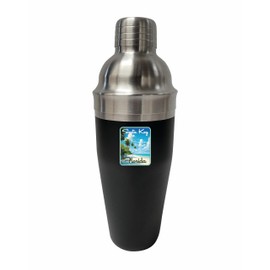 R and R Imports Siesta Key Beach Florida Tropical Beach Design Souvenir 24 oz Stainless Steel Cocktail Shaker Black Single