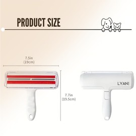 LYAN Pet Hair Remover Brush + Bonus Lint Roller Eraser – Reusable, No Tape, No Batteries – for Furniture, Clothes, Car Seats & More