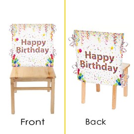 Happy Birthday Chair Cover Birthday Seat Cover for Office Chair Kids Chair Cover with Ribbons Cupcake Chair Back Covers for Classroom School Home Dining Party Decor