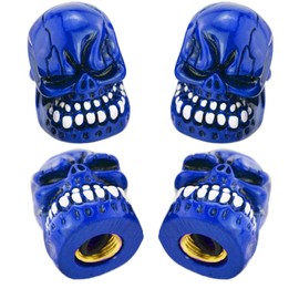Arenbel Tire Stem Valve Caps 4pcs Car Tire Valve Caps Skull Tire Wheel Rim Dust Cover Fit Cars Trucks Bikes Motorcycles Bicycles, Blue