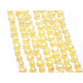Freshwater Pearls for Threading Freshwater Cultured Pearls Hole Punch Small Baroque Gemstone Loose Pearls Shell Pearls (Yellow, 4 mm)