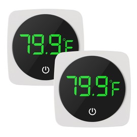 DWEII 2 PCS Digital Aquarium Thermometer Fish Tank Thermometer with LED Touch Screen Stick-on Fish Tank Thermometer Fahrenheit Tank Temperature Measurement for Fish, Axolotl, Turtle, Square 2PCS